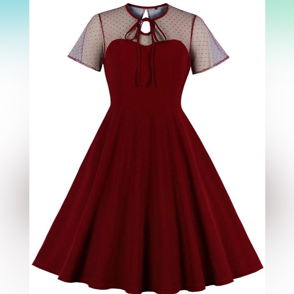 Woman’s polka dot embroidery keyhole tie vintage cocktail dress from Amazon 4X